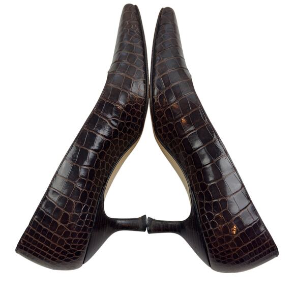 Pancaldi Made in Italy Croc Embossed Leather Classic Timeless Pumps Women's 6 - Picture 6 of 9
